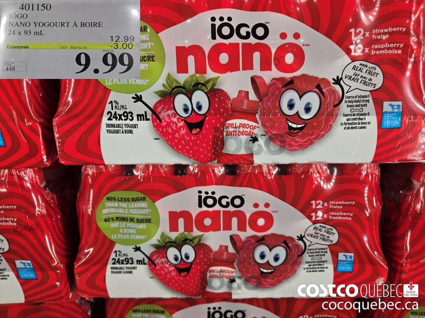 401150 IOGO NANO YOGOURT a BOIRE 24 x 93 mL ($3.00 INSTANT SAVINGS EXPIRES ON 2025-02-16) $10.99
