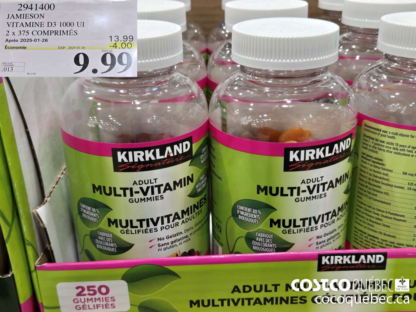 2941400 JAMIESON VITAMINE D3 1000UI 2X375 COMPRIMES ($4.00 INSTANT SAVINGS EXPIRES ON 2025-01-26) $9.99