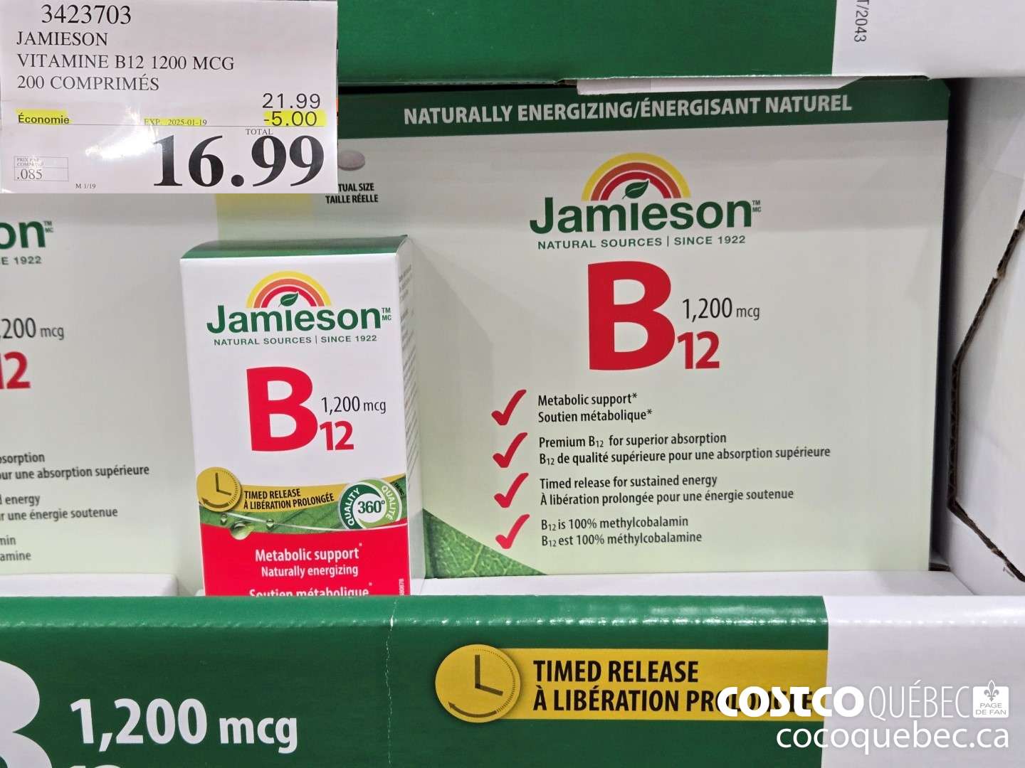 3423703 JAMIESON | VITAMINE Bl2 LOOMCG — 200 COMPRIMES ($5.00 INSTANT SAVINGS EXPIRES ON 2025-01-19) $16.99