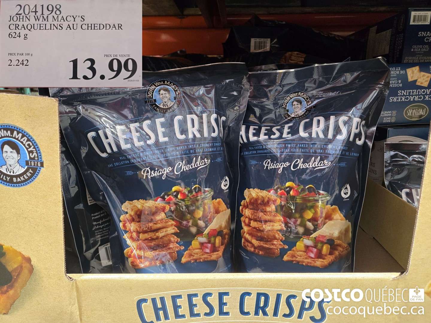 204198 JOHN WM MACY'S CRAQUELINS AU CHEDDAR $13.99