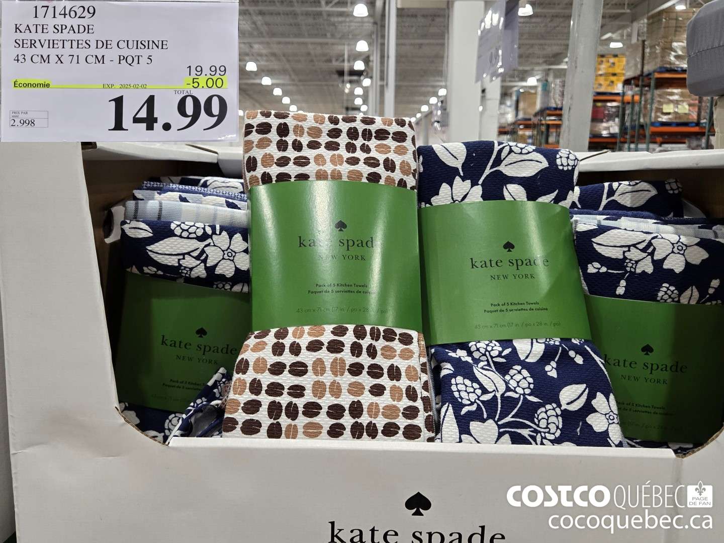 1714629 KATE SPADE SERVIETTES DE CUISINE  ($5.00 INSTANT SAVINGS EXPIRES ON 2025-02-02) $19.99