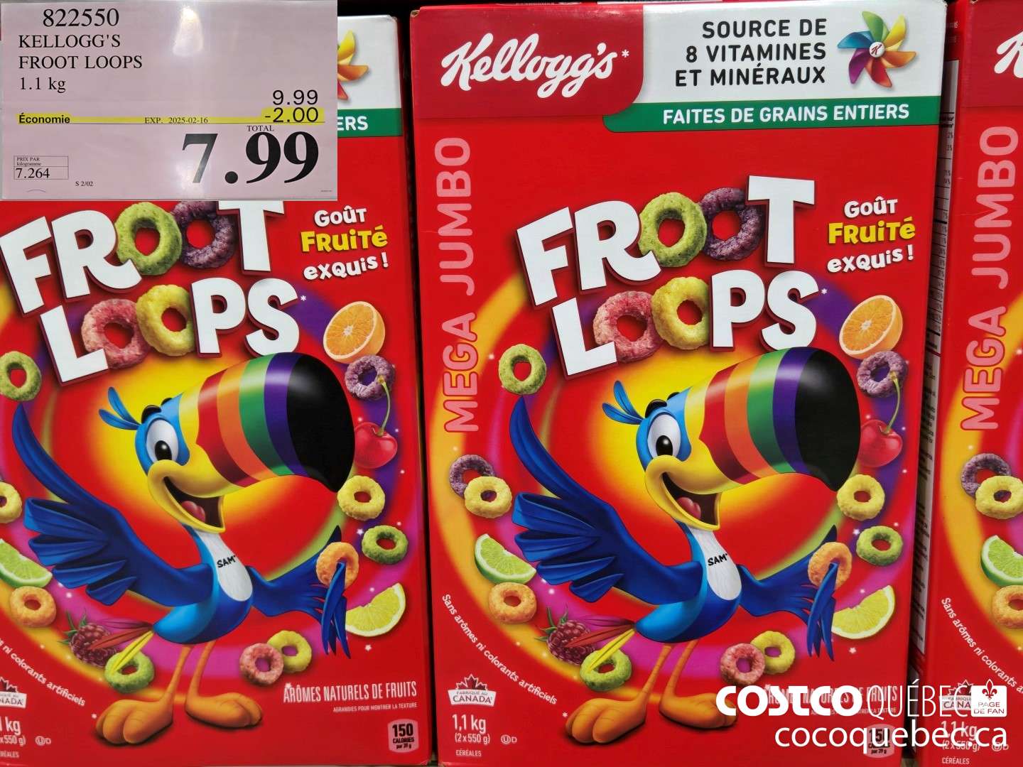 822550 KELLOGG'S FROOT LOOPS 1.1 kg  ($2.00 INSTANT SAVINGS EXPIRES ON 2025-02-16) $7.99