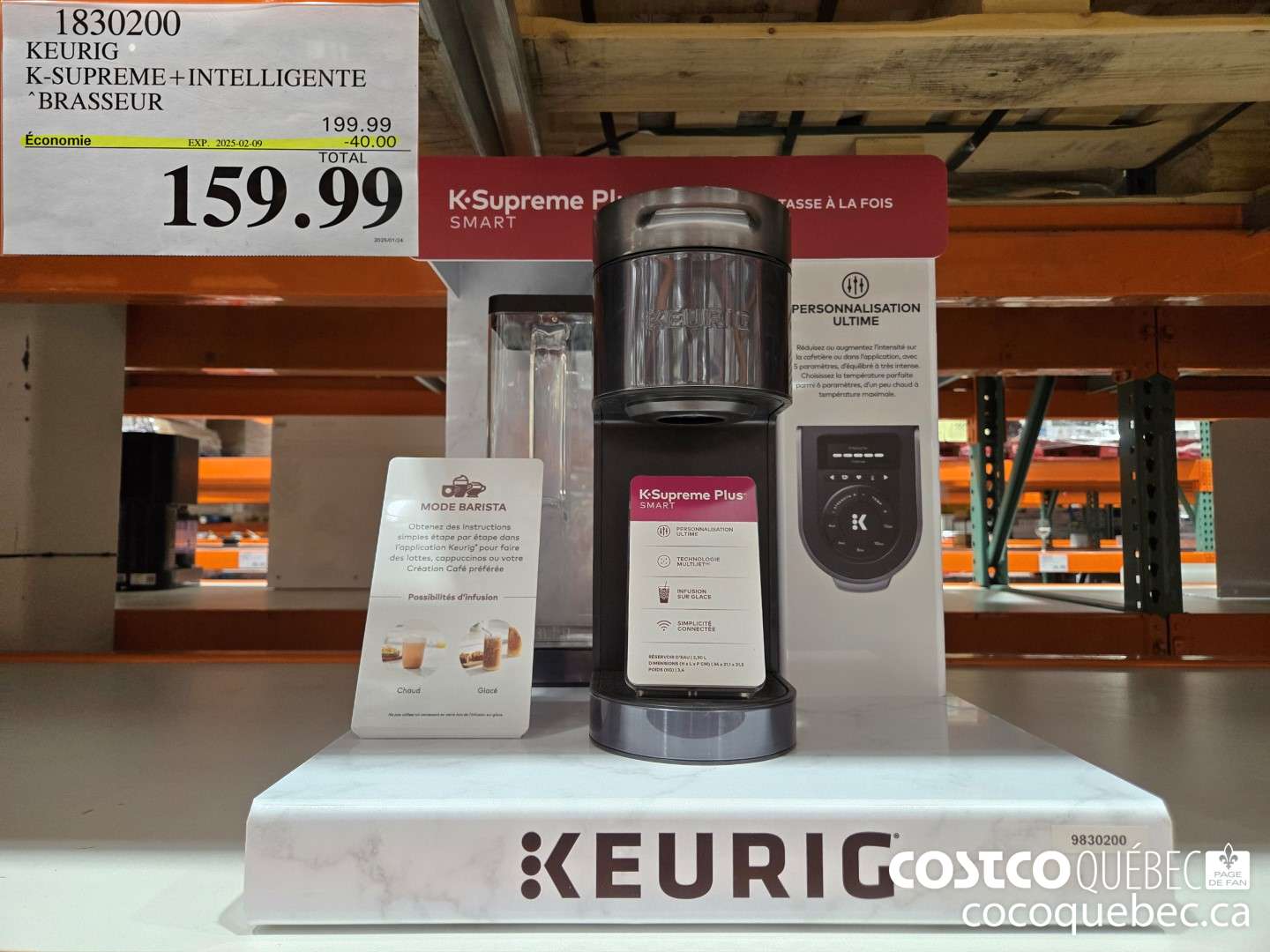 1830200 KEURIG K-SUPREME+INTELLIGENTE BRASSEUR  ($40.00 INSTANT SAVINGS EXPIRES ON 2025-02-09) $159.99