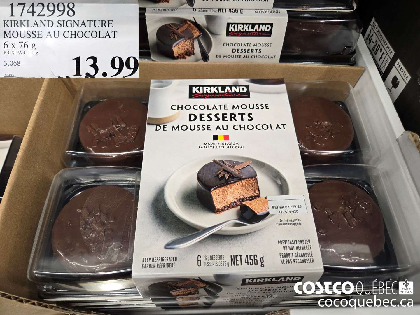 1742998 KIRKLAND SIGNATURE MOUSSE AU CHOCOLAT  $13.99