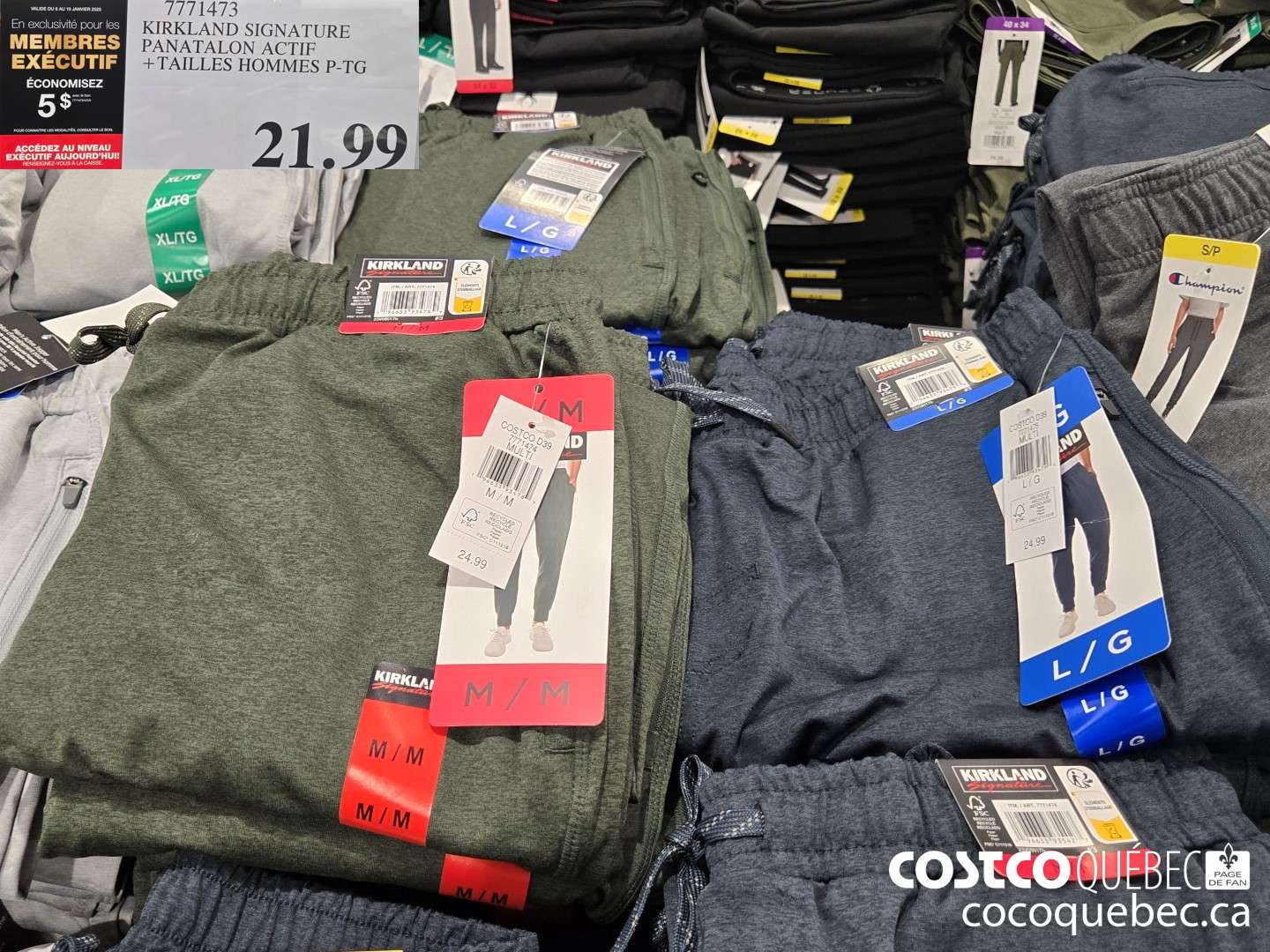 7771473 KIRKLAND SIGNATURE PANATALON ACTIF  $21.99