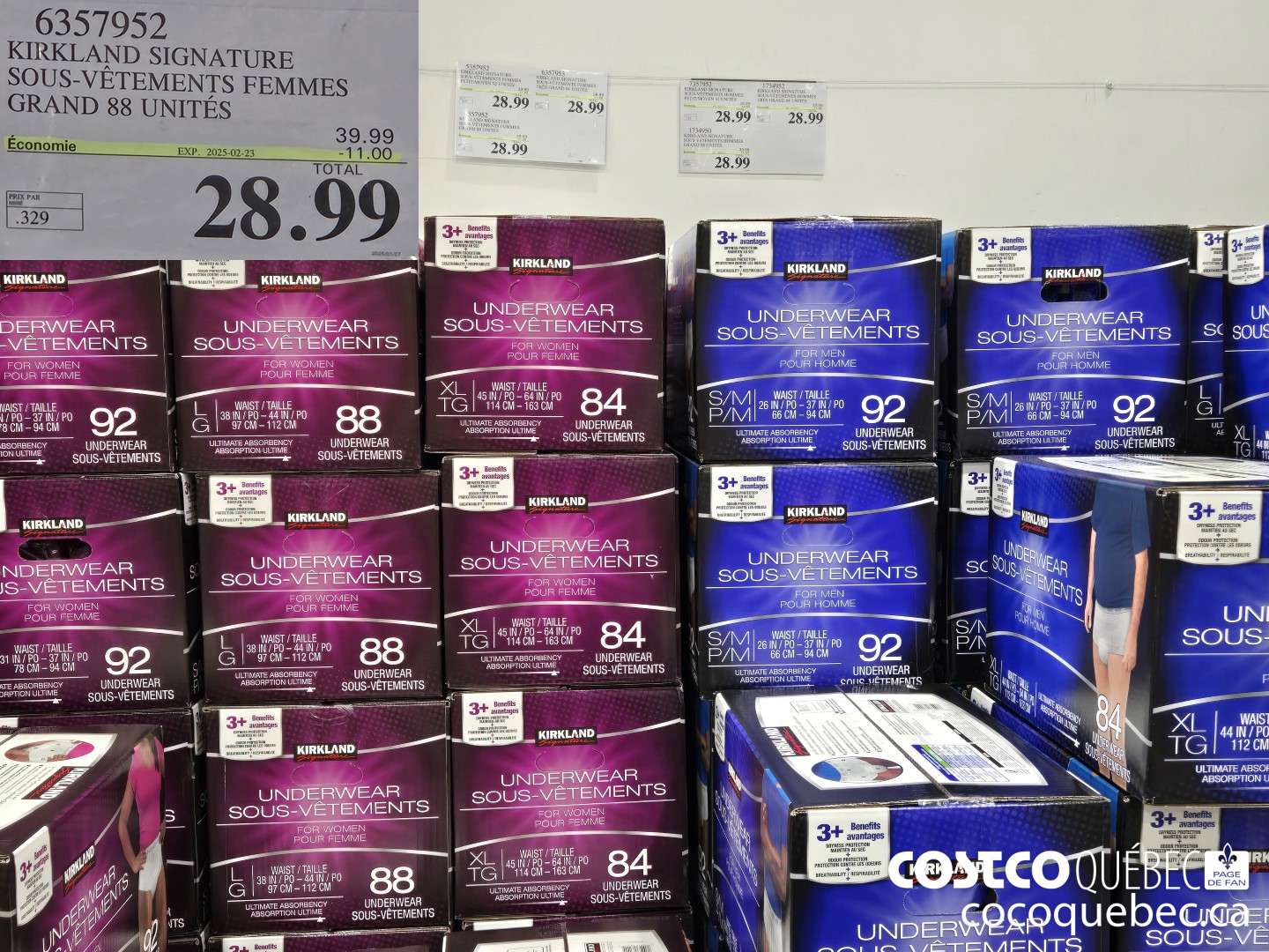 6357952 KIRKLAND SIGNATURE SOUS-VéTEMENTS FEMMES GR. 88 UNITES unite  ($10.00 INSTANT SAVINGS EXPIRES ON 2025-02-23) $28.99