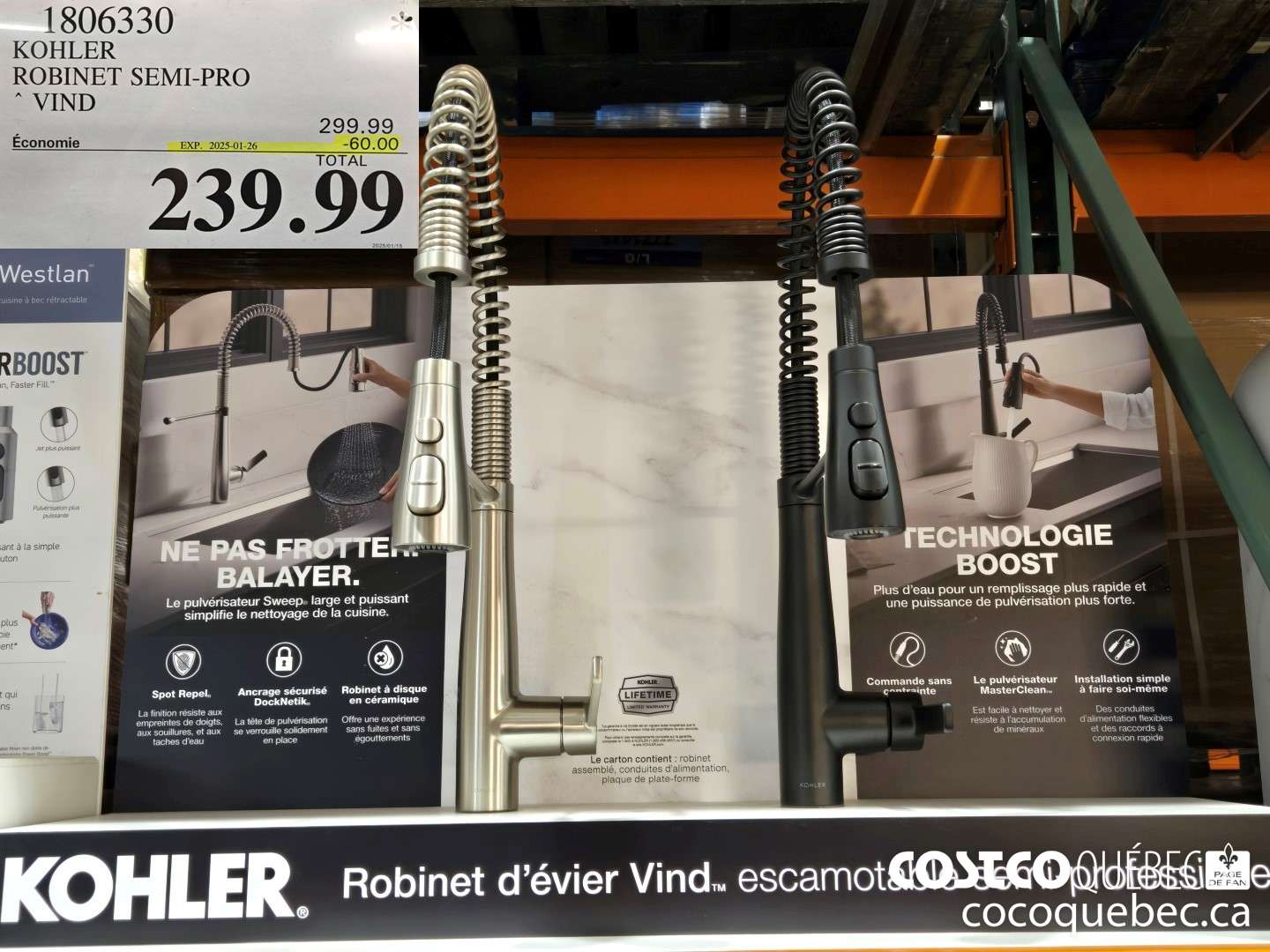 1806330 KOHLER ROBINET SEMI-PRO  ($60.00 INSTANT SAVINGS EXPIRES ON 2025-01-26) $239.99