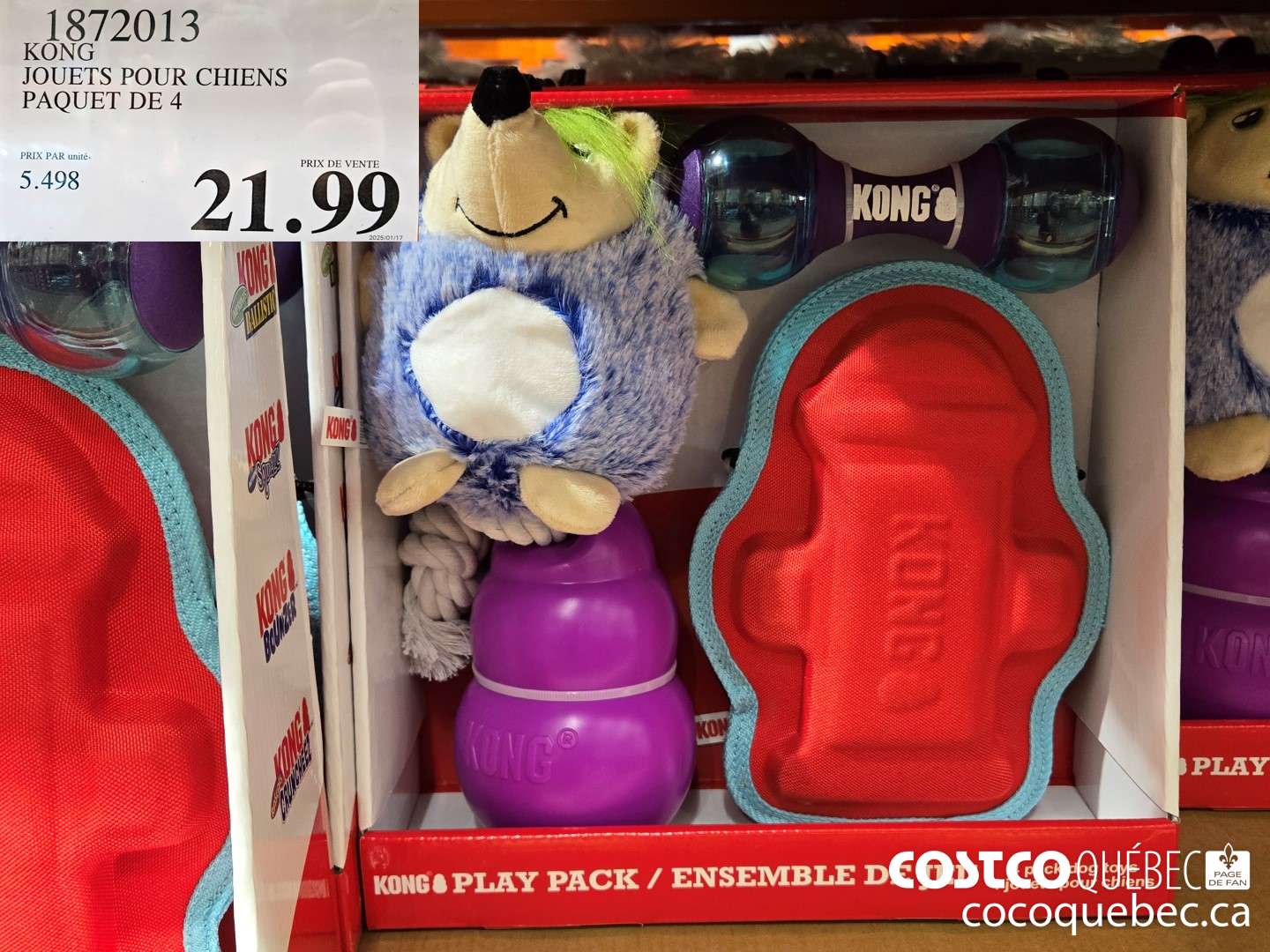 1872013 KONG JOUETS POUR CHIENS PAQUET DE 4  $21.99