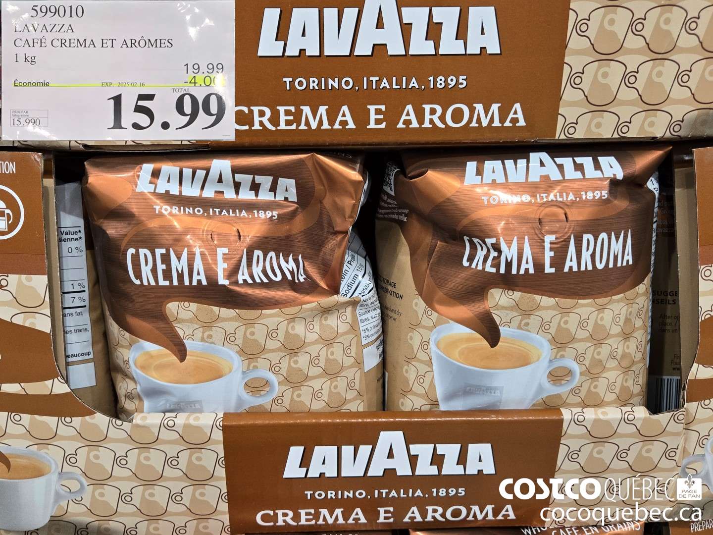 599010 LAVAZZA CAFE CREMA ET AROMES ($4.00 INSTANT SAVINGS EXPIRES ON 2025-02-16) $15.99