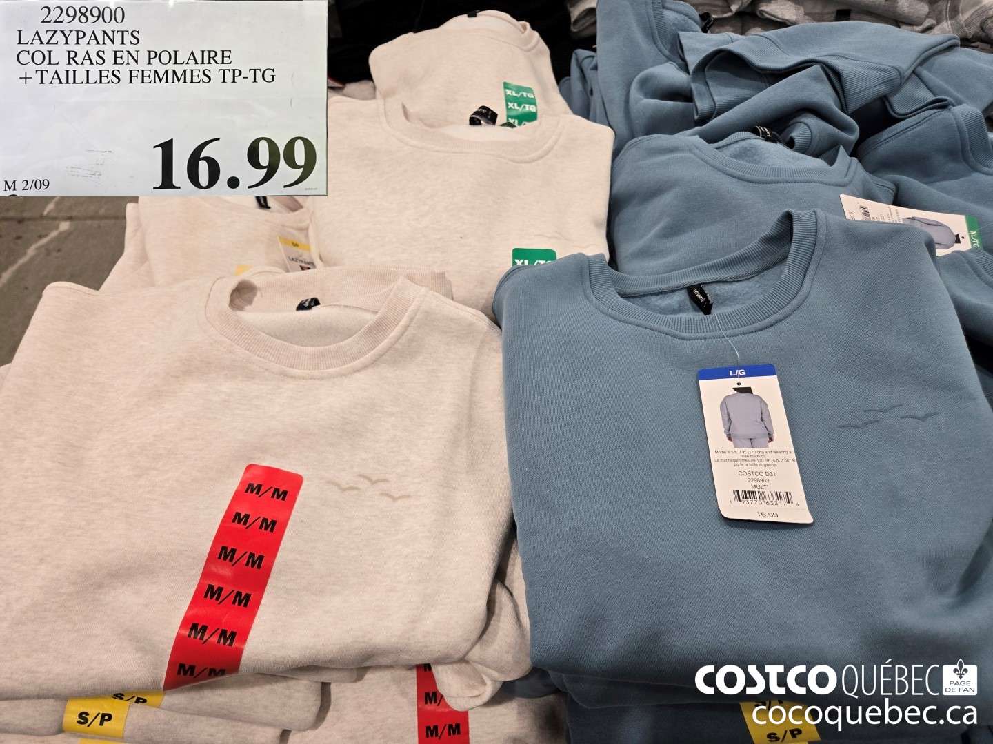 2298900 LAZYPANTS COL RAS EN POLAIRE +TAILLES FEMMES TP-TG  $16.99