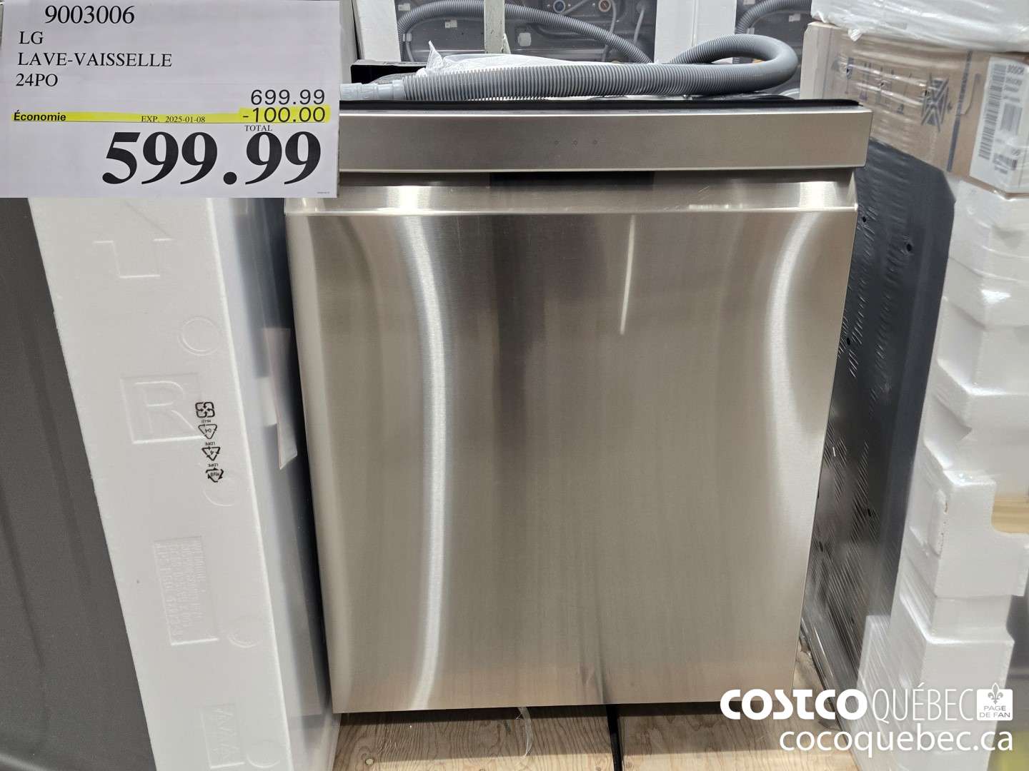 9003006 LG LAVE-VAISSELLE 24PO TOTAL 599.99  ($100.00 INSTANT SAVINGS EXPIRES ON 2025-01-08) $599.99