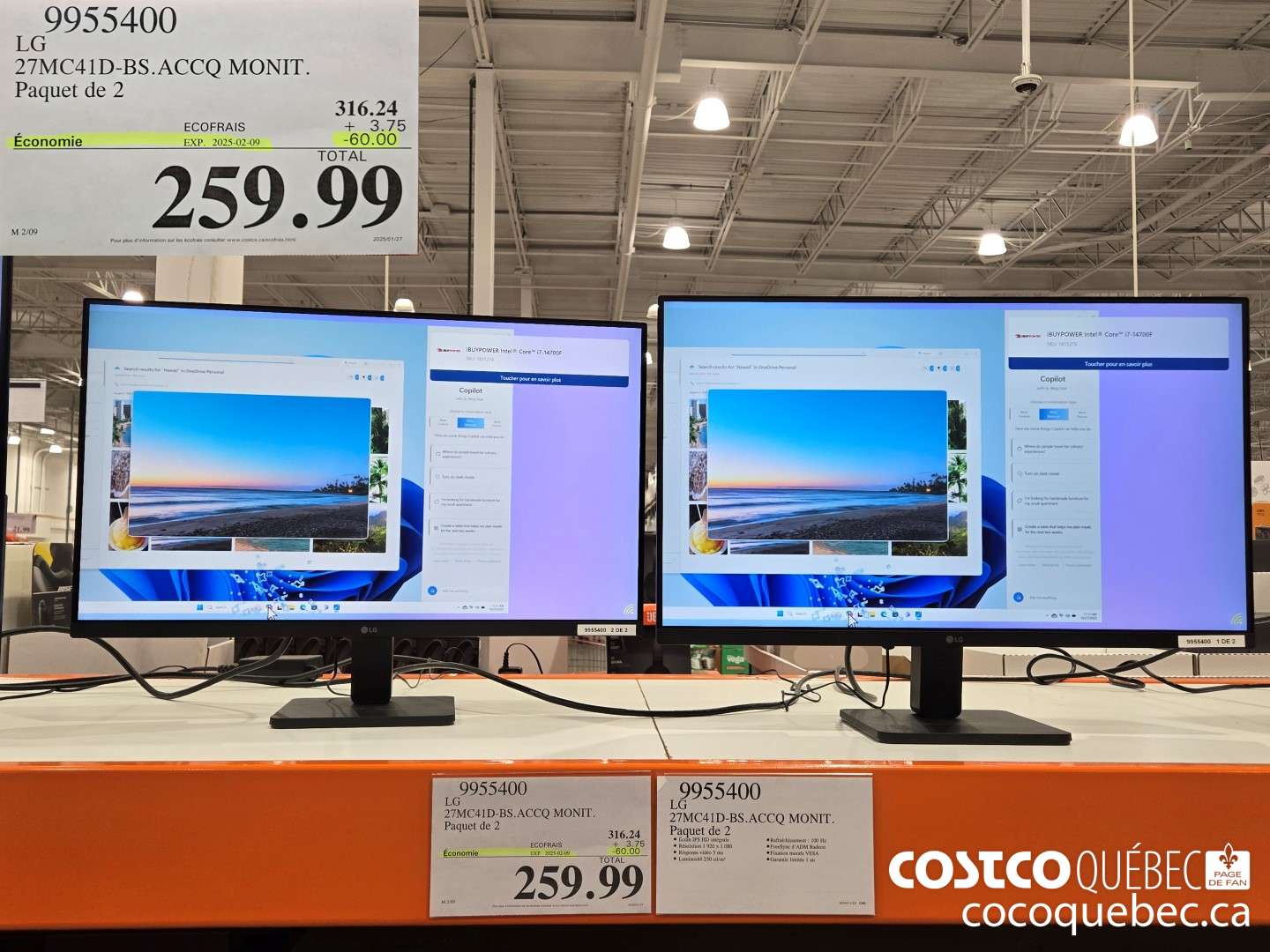 9955400 LG Paquet de 2  ($60.00 INSTANT SAVINGS EXPIRES ON 2025-02-09) $259.99