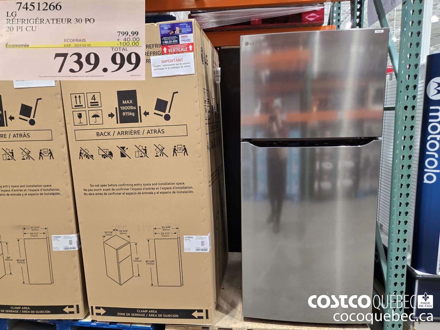 7451266 LG REFRIGERATEUR 30 PO ($50.00 INSTANT SAVINGS EXPIRES ON 2025-02-05) $789.99