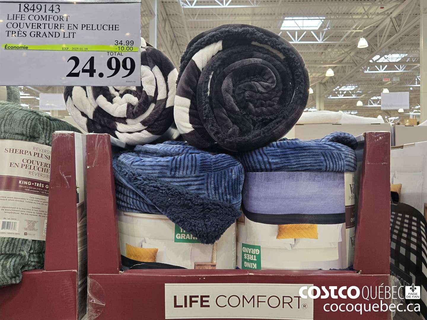 1849143 LIFE COMFORT COUVER. JRE EN PELUCHE TRES GRAND LIT  ($7.00 INSTANT SAVINGS EXPIRES ON 2025-01-19) $24.99