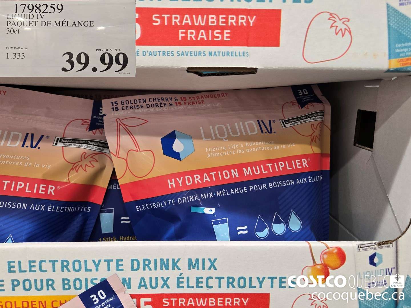 798259 LIQUID IV PAQUET DE MELANGE 30ct  $39.99