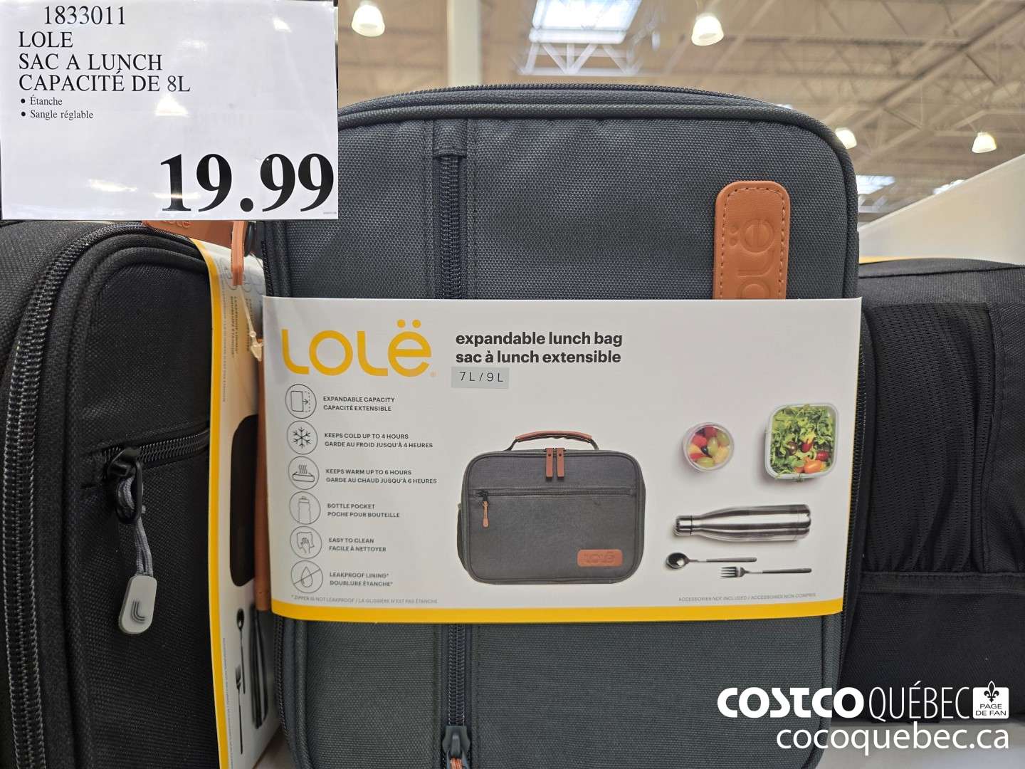 1833011 LOLE SAC A LUNCH CAPACITE DE 8L  $19.99