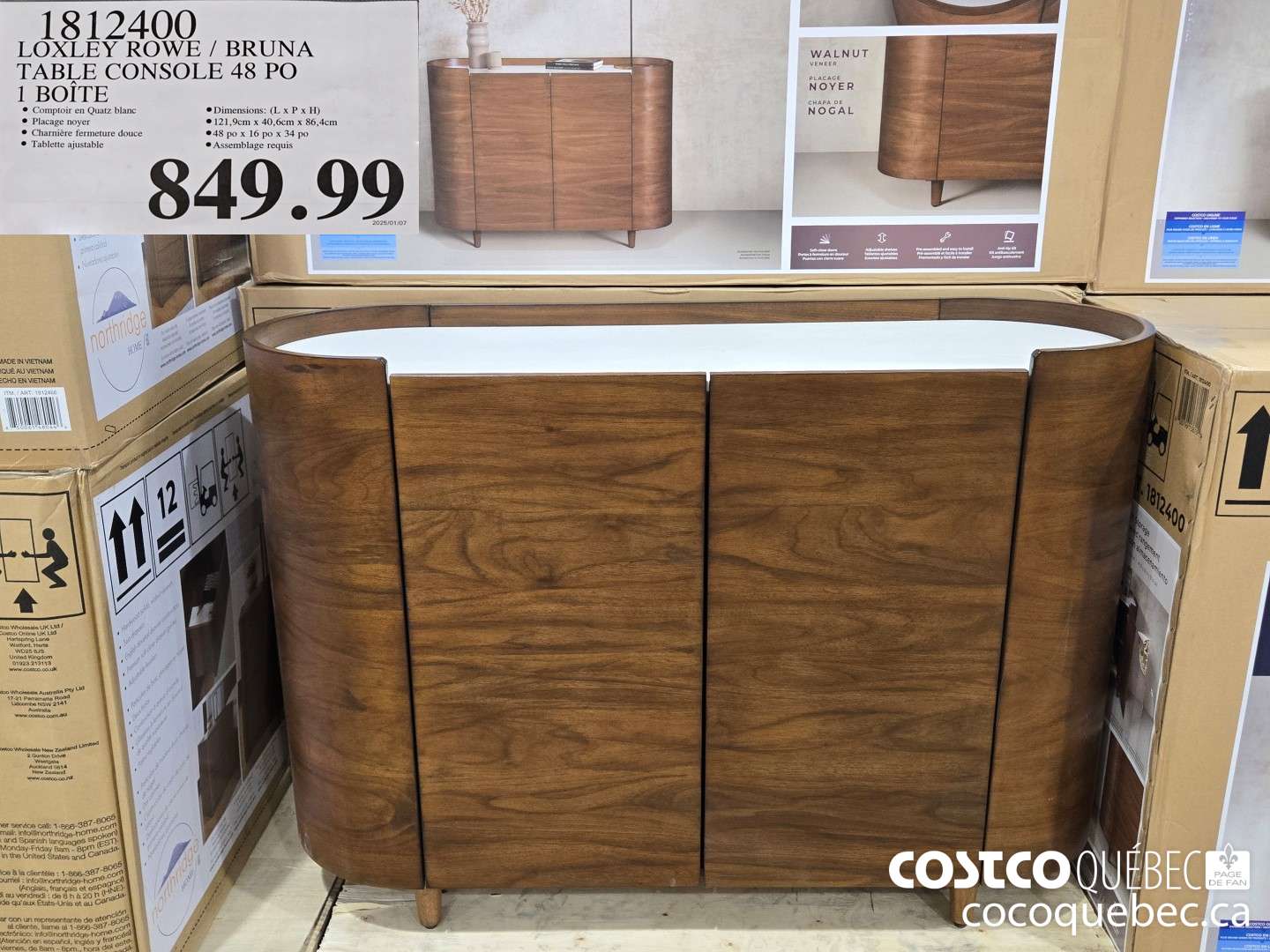 1812400 LOXLEY ROWE / BRUNA TABLE CONSOLE 48 PO 1 BOITE  $849.99