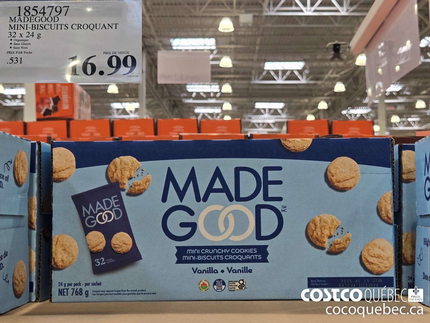 1854797 MADEGOOD MINI-BISCUITS CROQUANT  $16.99
