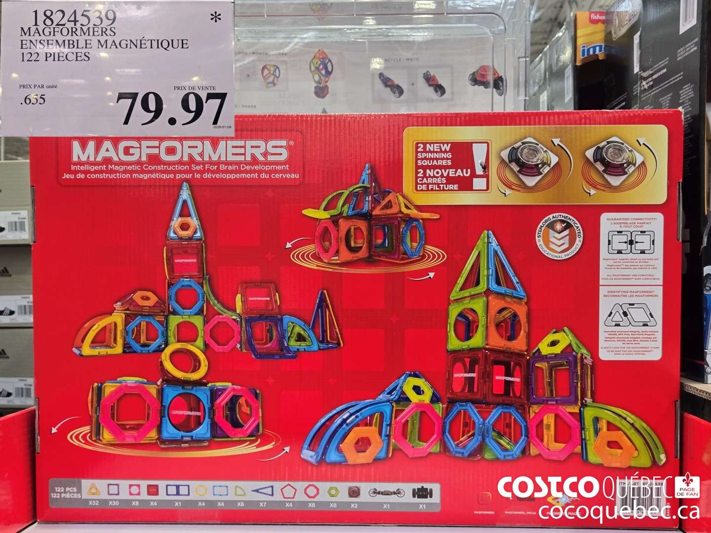 1824539 MAGFORMERS ENSEMBLE MAGNETIQUE 122 PIECES  $79.97