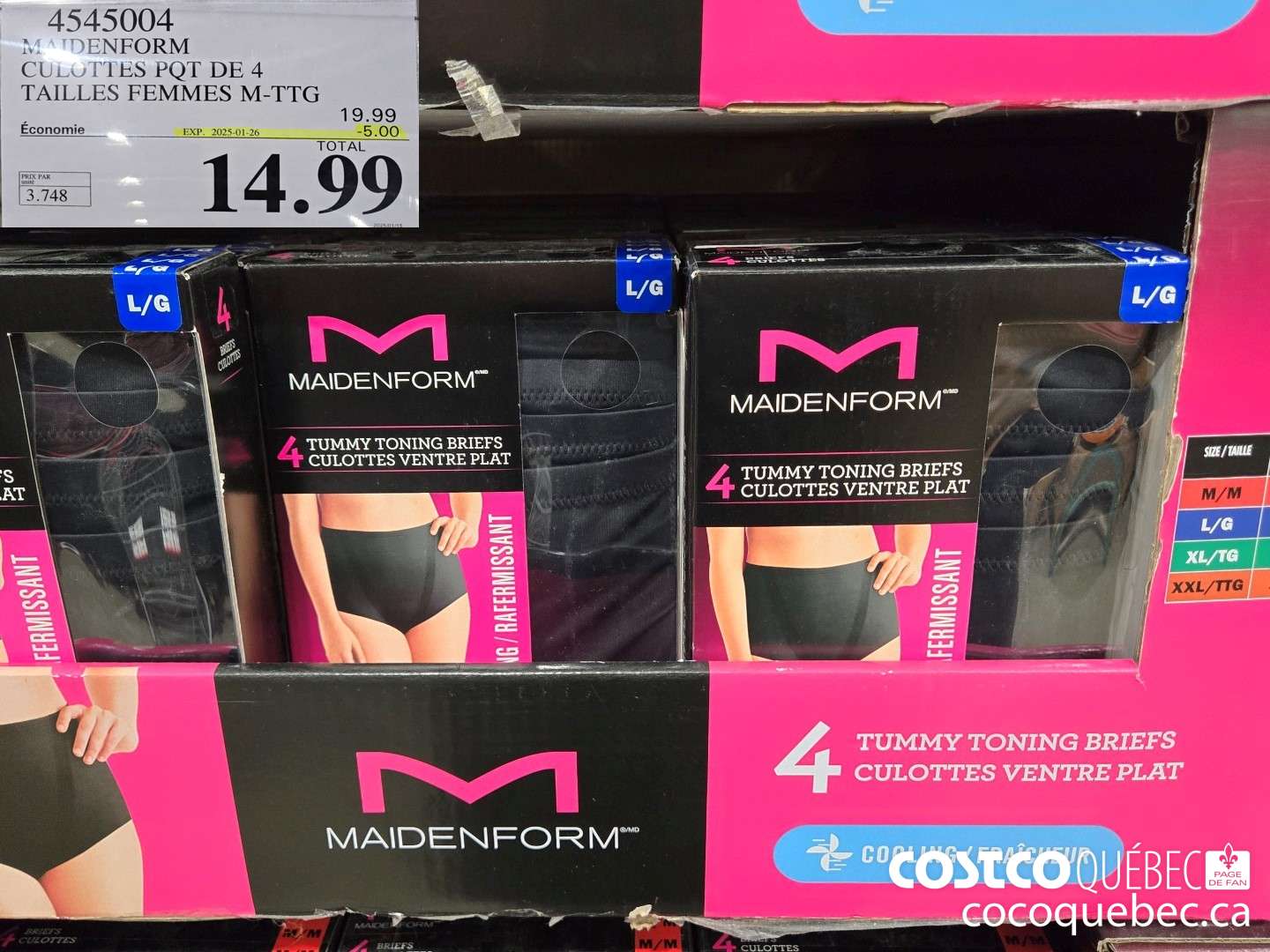 4545004 MAIDENFORM CULOTTES POT DE 4 TAILLES FEMMES M-TTG AAA  ($5.00 INSTANT SAVINGS EXPIRES ON 2025-01-26) $14.99