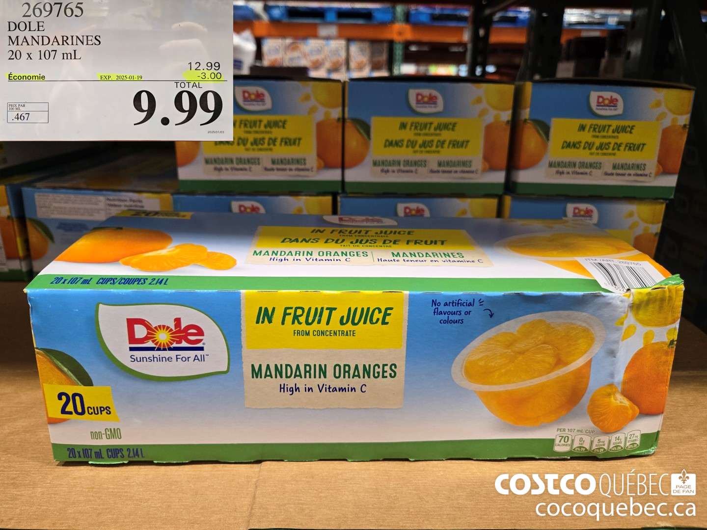 269765 MANDARINES 20 x 107 mL PRIX PAR 100 ML 443 eo.  ($3.00 INSTANT SAVINGS EXPIRES ON 2025-01-19) $9.99