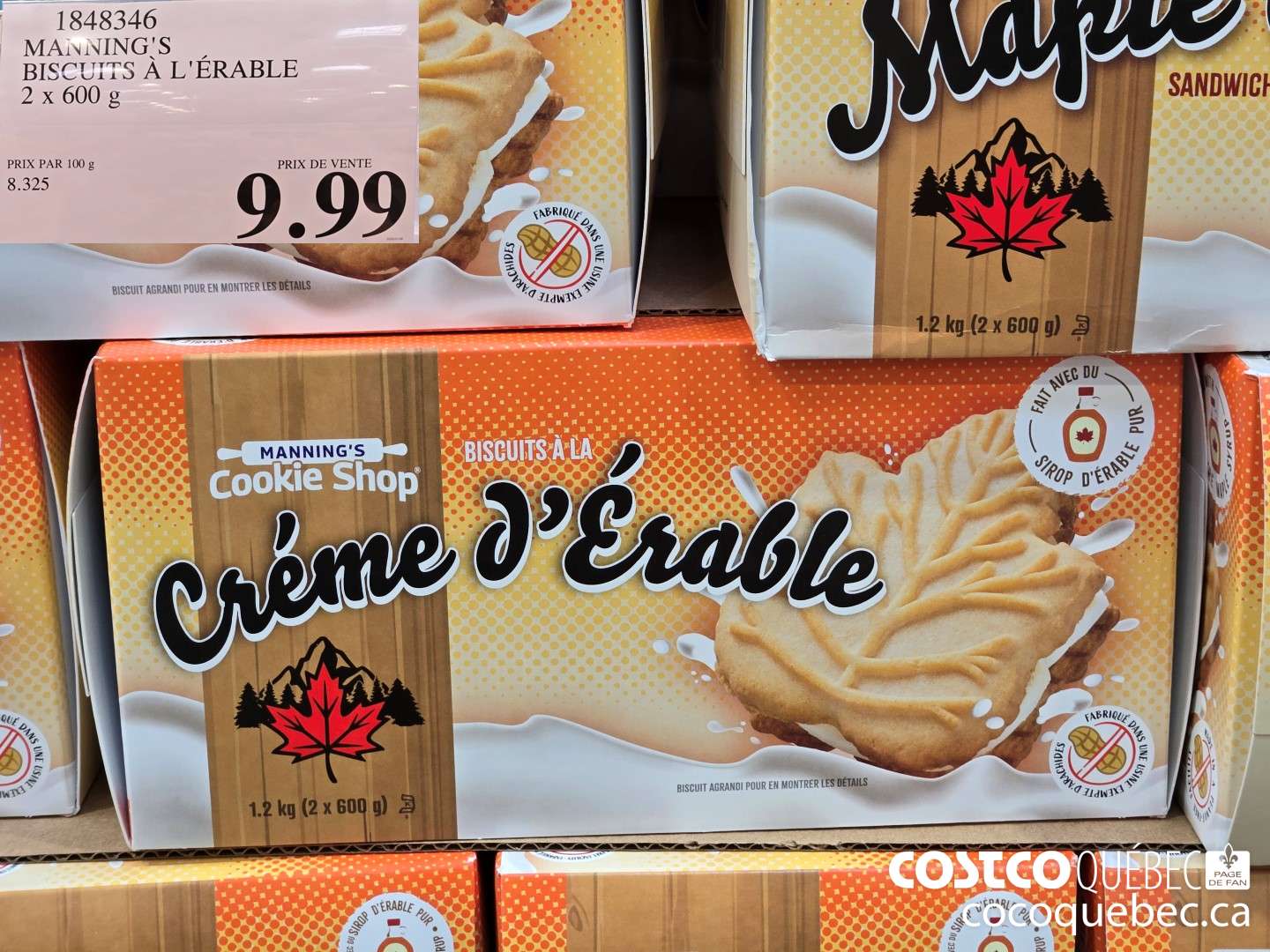 1848346 MANNING'S , BISCUITS A L'ERABLE 2 x 600 g  $9.99