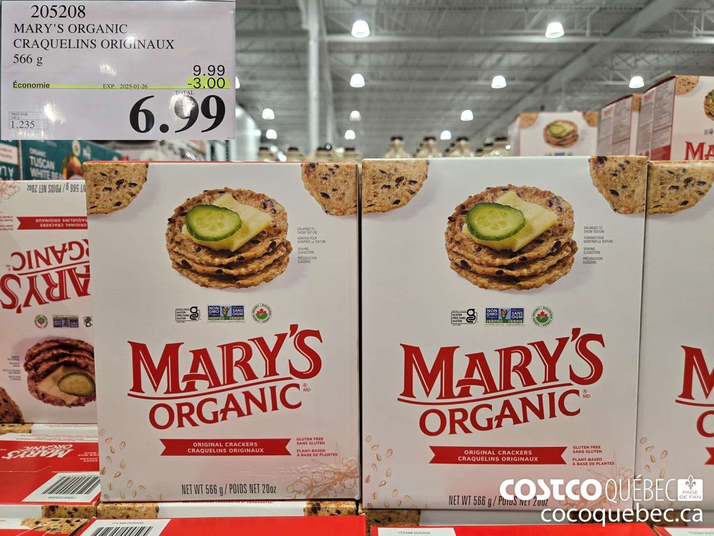 205208 MARY'S ORGANIC CRAQUELINS ORGINAUXE ($3.00 INSTANT SAVINGS EXPIRES ON 2025-01-26) $6.99