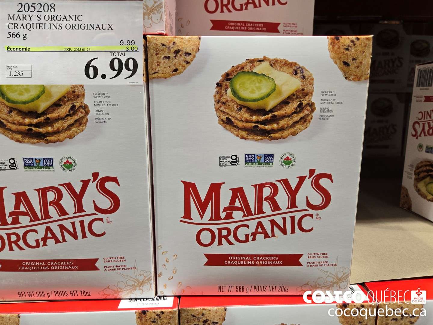 205208 MARY'S ORGANIC CRAQUELINS ORGINAUXE ($3.00 INSTANT SAVINGS EXPIRES ON 2025-01-26) $6.99