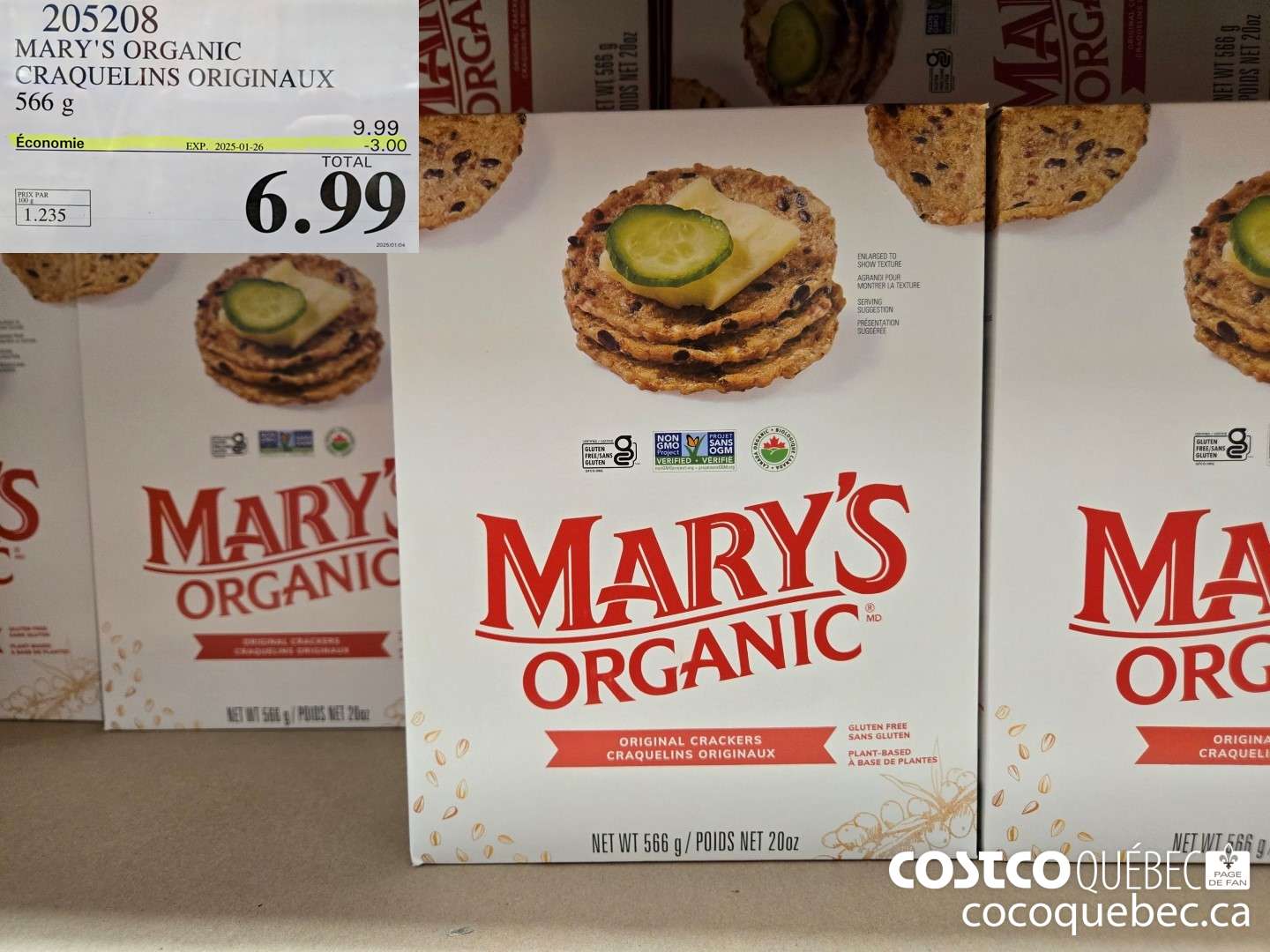 205208 MARY'S ORGANIC CRAQUELINS ORGINAUXE ($3.00 INSTANT SAVINGS EXPIRES ON 2025-01-26) $6.99