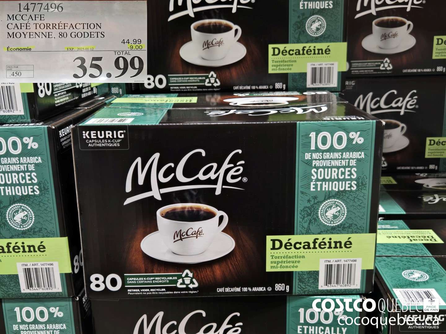 1477496 MCCAFE CAFE TORREFACTION MOYENNE, 80 GODETS  ($9.00 INSTANT SAVINGS EXPIRES ON 2025-01-12) $35.99