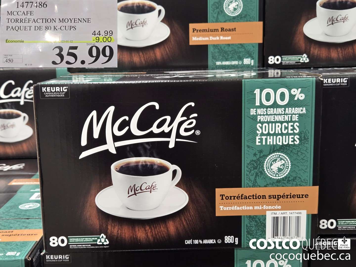 1477486 MCCAFE TORREFACTION MOYENNE BOITE DE 80 K-CUPS  ($9.00 INSTANT SAVINGS EXPIRES ON 2025-01-12) $35.99