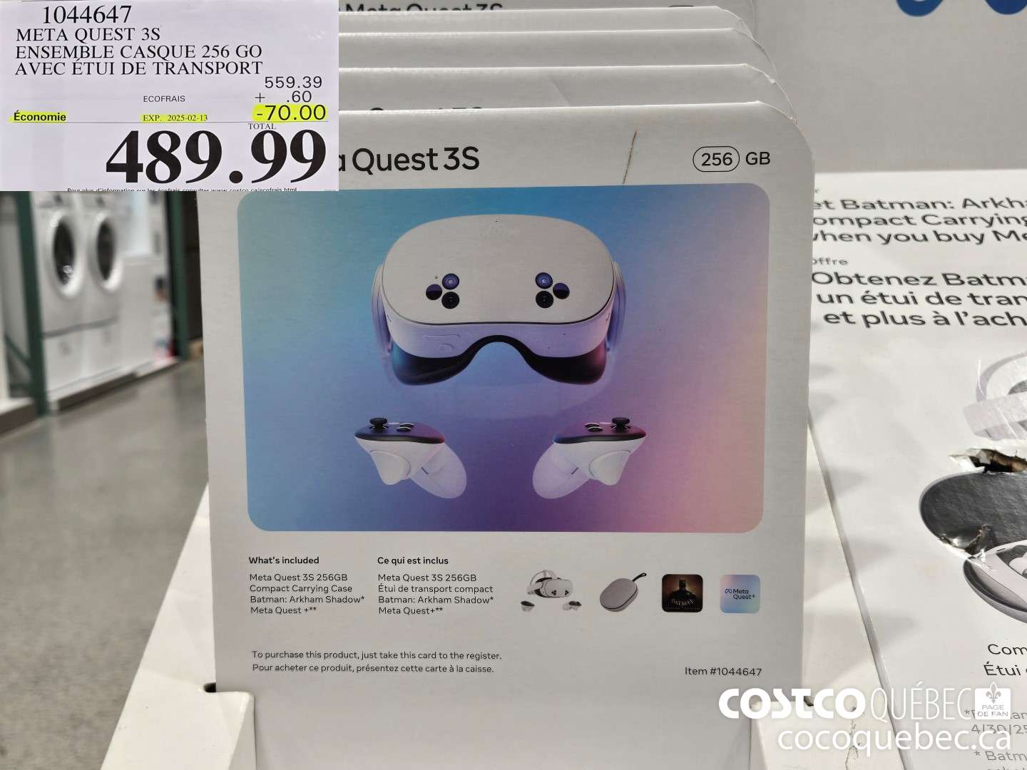 1044647 META QUEST 3s ENSEMBLE CASQUE 256 GO AVEC ETUI DE TRANSPORT  ($70.00 INSTANT SAVINGS EXPIRES ON 2025-02-13) $489.99