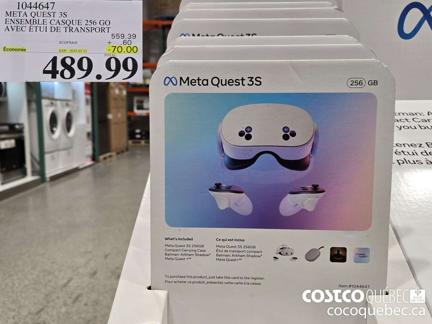 1044647 META QUEST 3s ENSEMBLE CASQUE 256 GO AVEC ETUI DE TRANSPORT  ($70.00 INSTANT SAVINGS EXPIRES ON 2025-02-13) $489.99