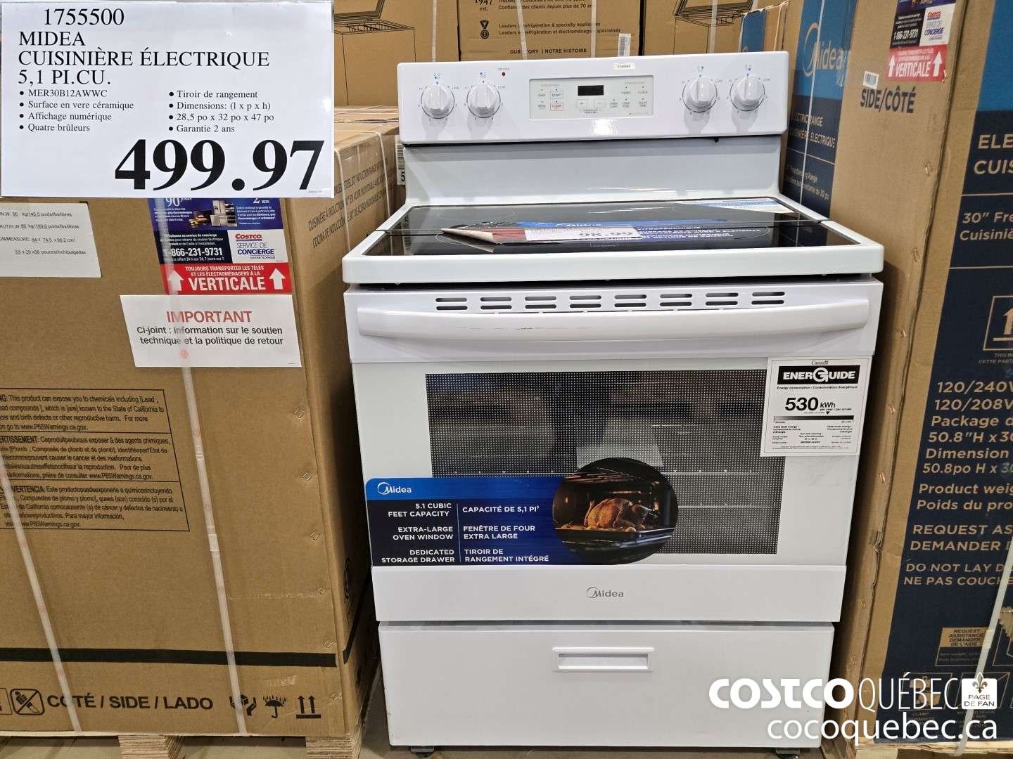 1755500 MIDEA CUISINIERE ELECTRIQUE  $499.97