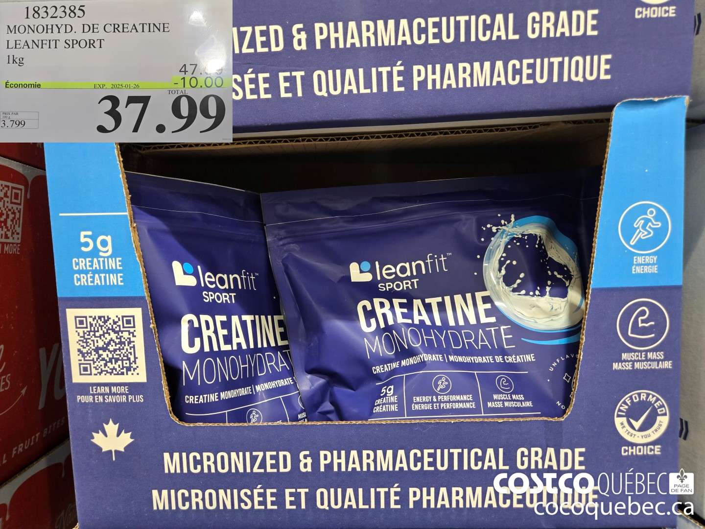 1832385 MONOHYD. DE CREATINE LEANFIT SPORT  ($10.00 INSTANT SAVINGS EXPIRES ON 2025-01-26) $37.99