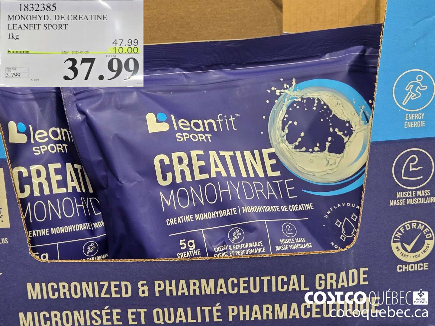 1832385 MONOHYD. DE CREATINE LEANFIT SPORT  ($10.00 INSTANT SAVINGS EXPIRES ON 2025-01-26) $37.99