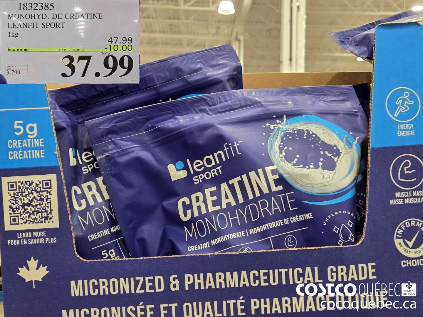 1832385 MONOHYD. DE CREATINE LEANFIT SPORT  ($10.00 INSTANT SAVINGS EXPIRES ON 2025-01-26) $37.99