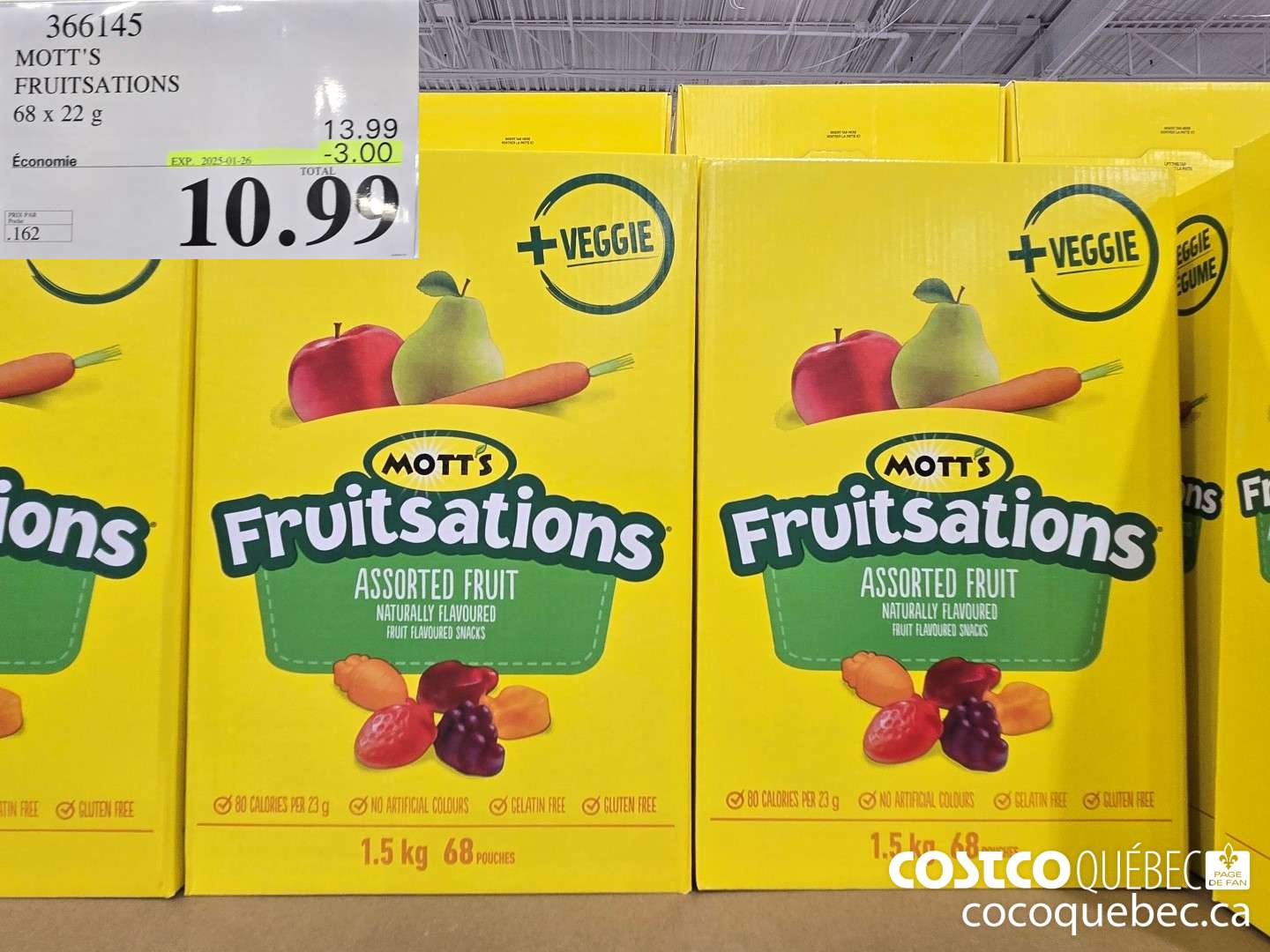 366145 MOTT'S FRUITSATIONS 68 x 22g  ($3.00 INSTANT SAVINGS EXPIRES ON 2025-01-26) $10.99