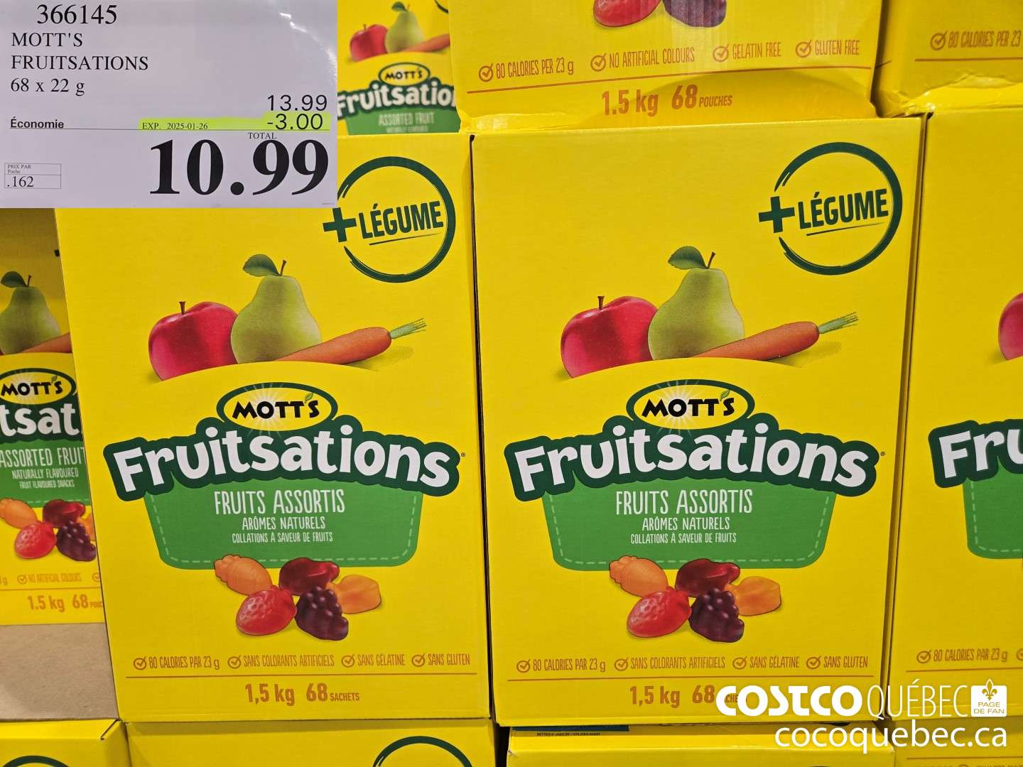366145 MOTT'S FRUITSATIONS 68 x 22g  ($3.00 INSTANT SAVINGS EXPIRES ON 2025-01-26) $10.99