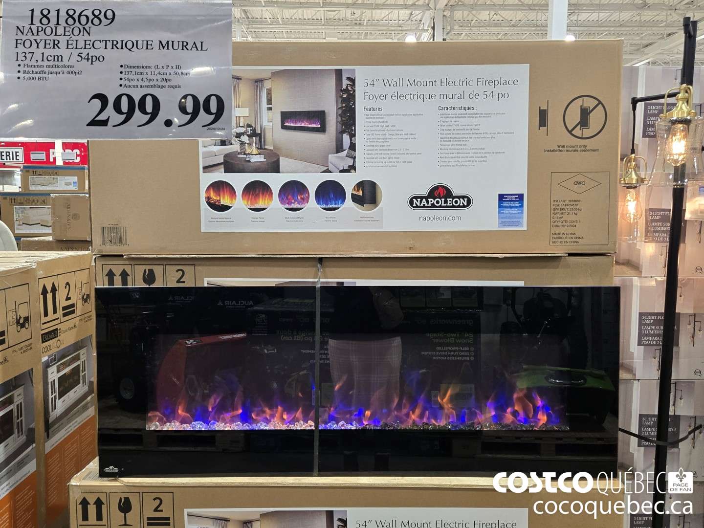 1818689 NAPOLEON FOYER ELECTRIQUE MURAL  $299.99