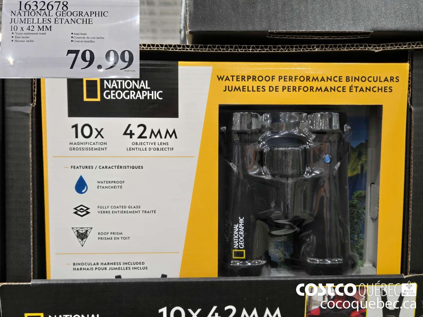 1632678 NATIONAL GEOGRAPHIC JUMELLES ETANCHE 10x42 MM $79.99