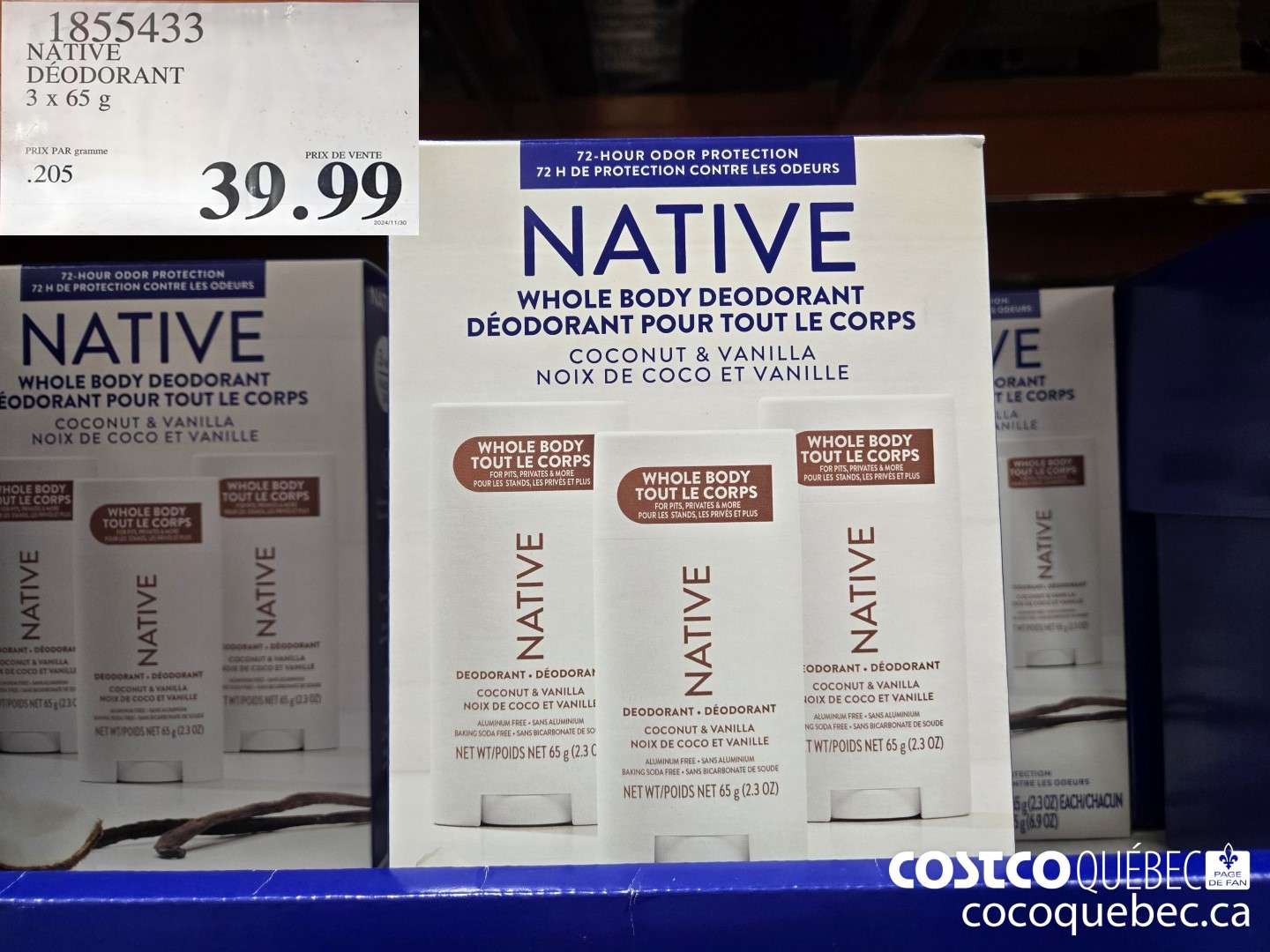1855433 NATIVE DEODORANT 3x65 g  $39.99