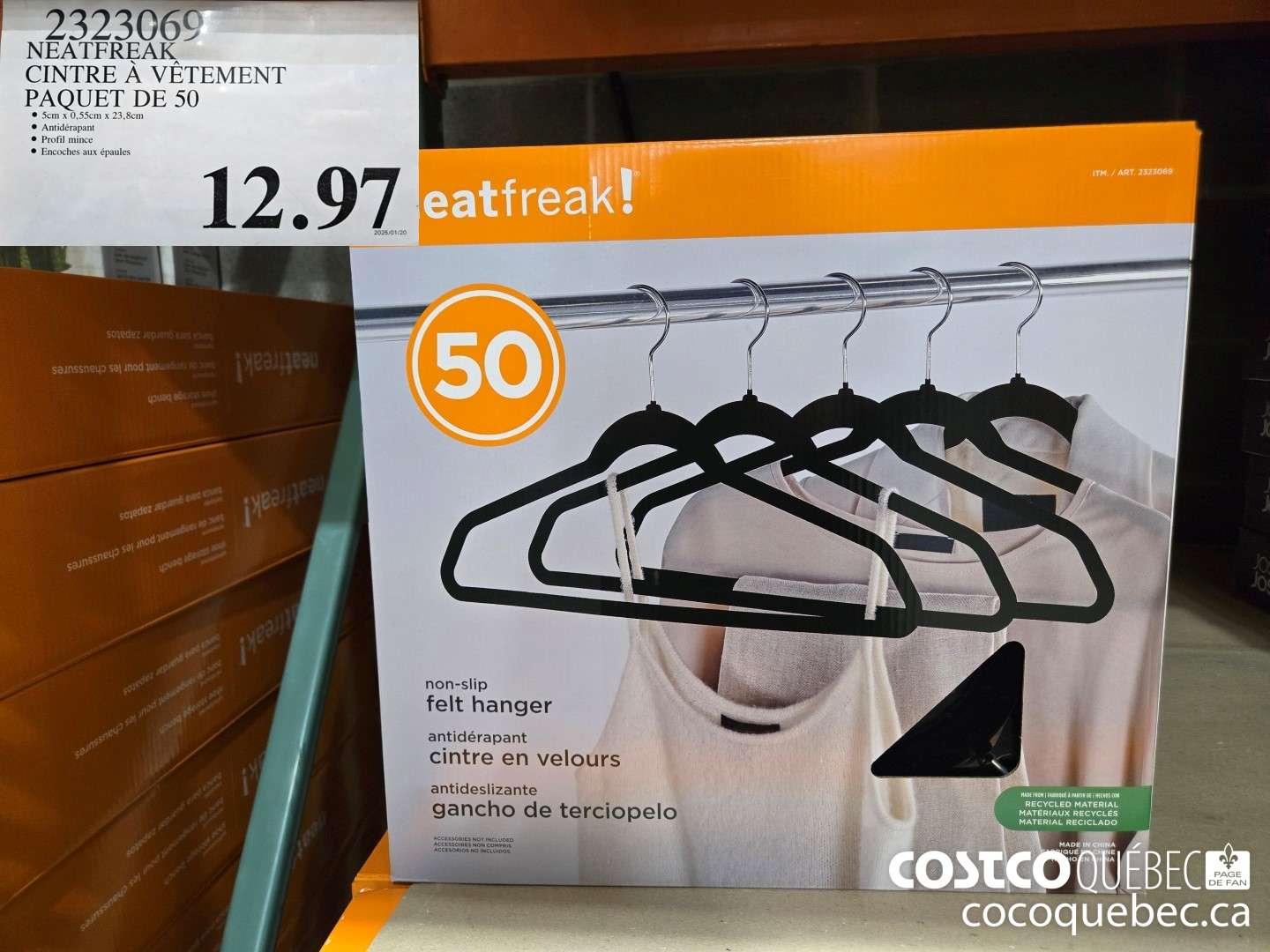 2323069 NEATFREAK CINTRE A VETEMENT PAQUET DE 50  $12.97