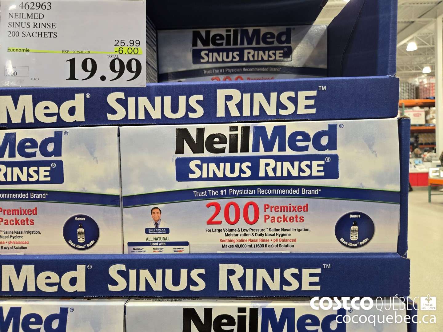 462963 NEILMED SINUS RINSE 200 SACHETS  ($6.00 INSTANT SAVINGS EXPIRES ON 2025-01-19) $19.99