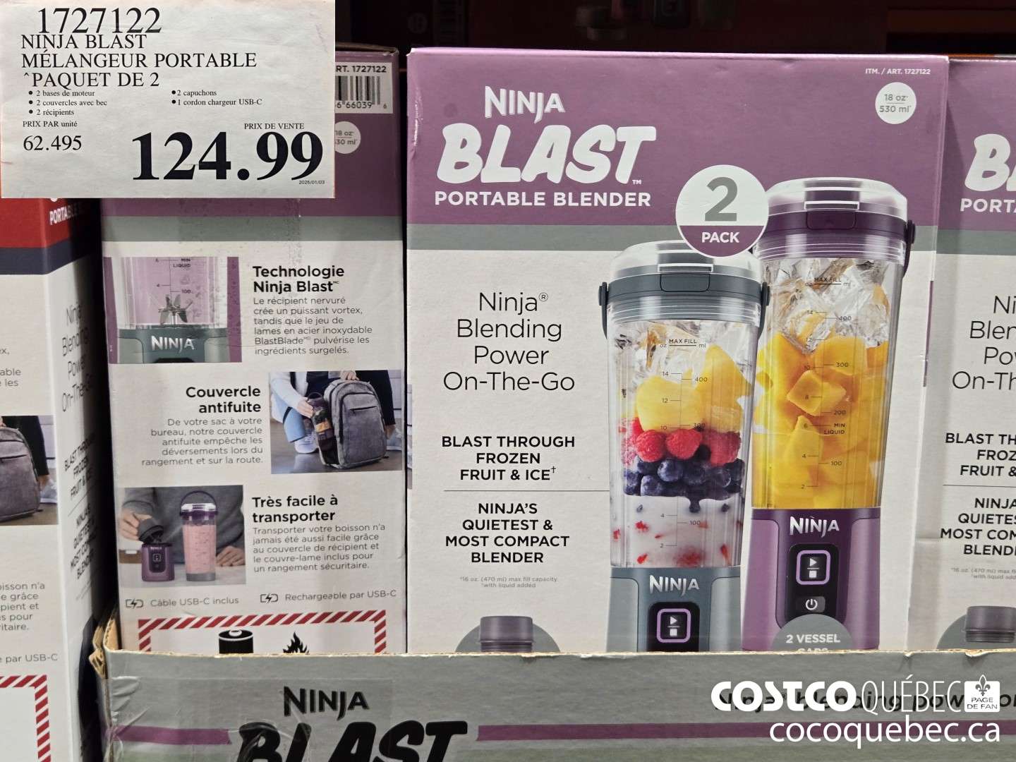 1727122 NINJA BLAST MELANGEUR PORTABLE PAQUET DE 2  $124.99