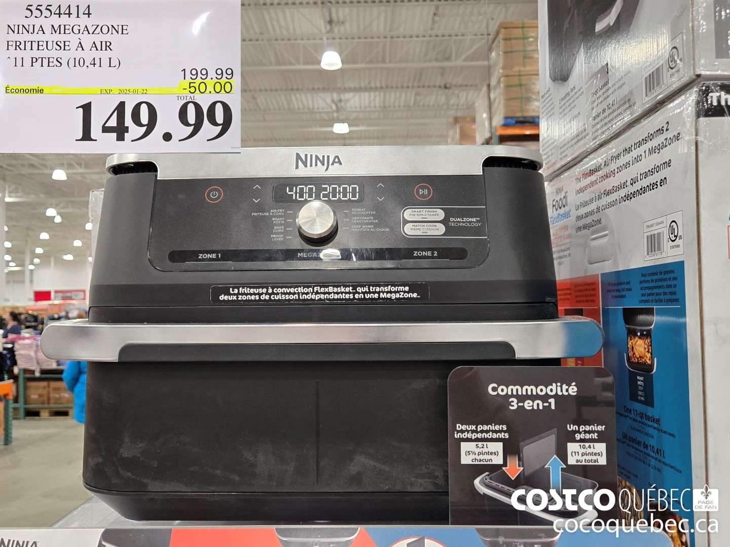 5554414 NINJA MEGAZONE FRITEUSE A AIR 11 PTES (10,41 L)  ($50.00 INSTANT SAVINGS EXPIRES ON 2024-12-01) $149.99