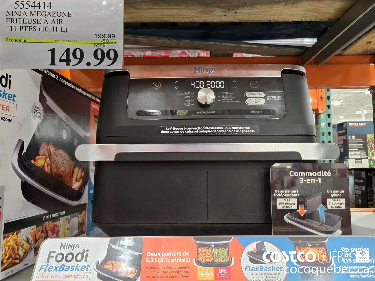 5554414 NINJA MEGAZONE FRITEUSE A AIR 11 PTES (10,41 L)  ($50.00 INSTANT SAVINGS EXPIRES ON 2025-01-22) $149.99
