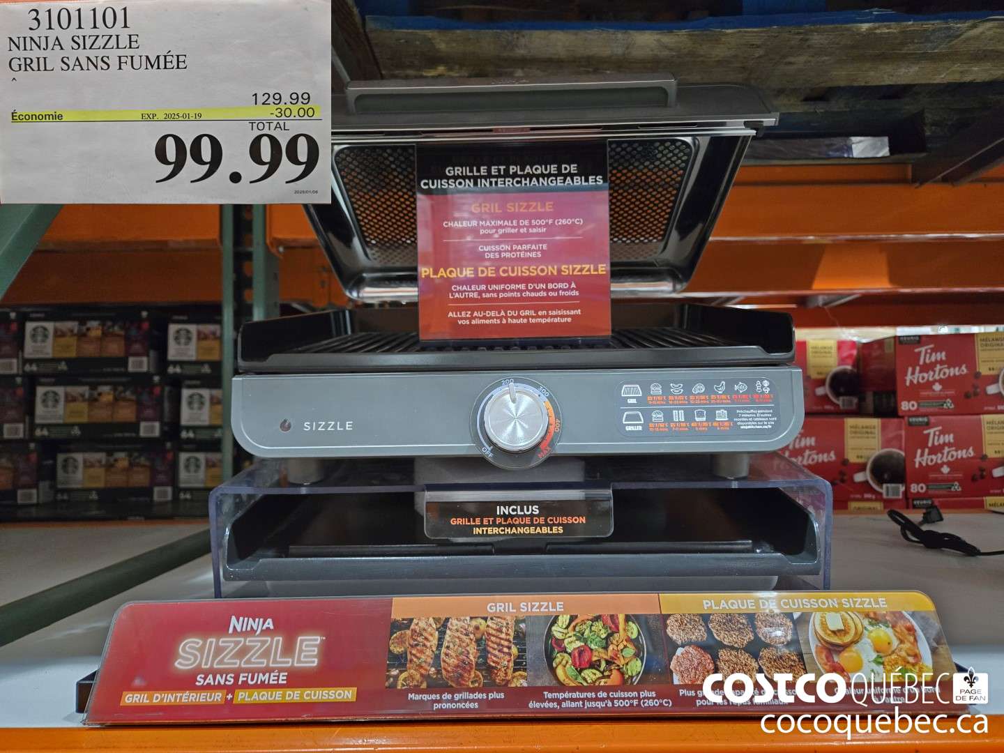 3101101 NINJA SIZZLE GRIL SANS FUMEE  ($30.00 INSTANT SAVINGS EXPIRES ON 2025-01-19) $99.99