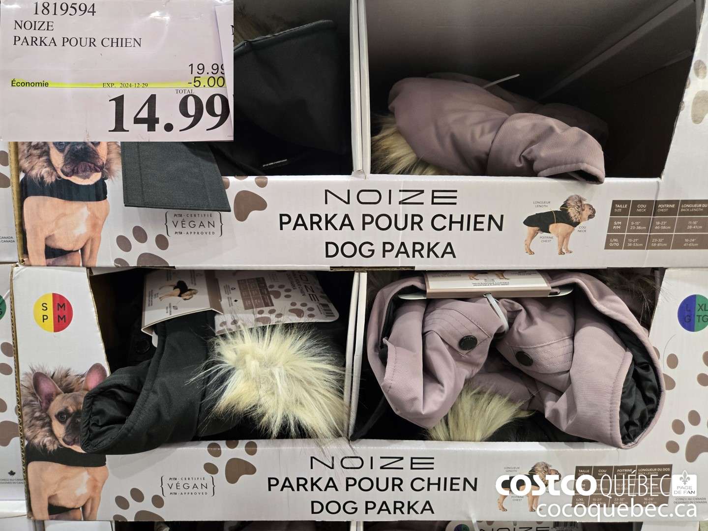 1819594 NOIZE PARKA POUR CHIEN  ($5.00 INSTANT SAVINGS EXPIRES ON 2024-12-29) $14.99