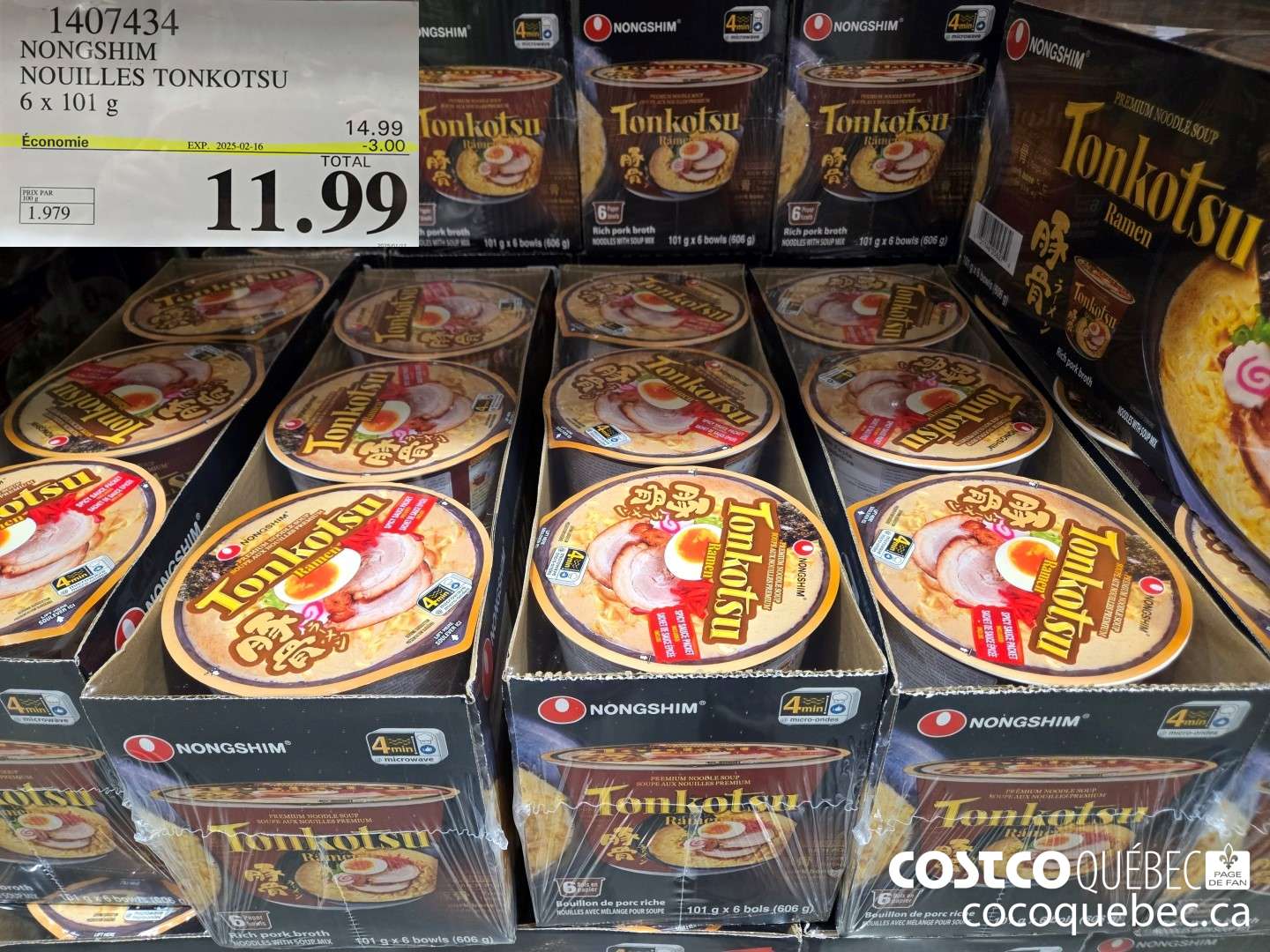 1407434 NONGSHIM NOUILLES TONKOTSU 6 x 101  ($3.00 INSTANT SAVINGS EXPIRES ON 2025-02-16) $11.99